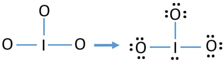 mark lone pairs on iodine and oxygen atoms in IO3-